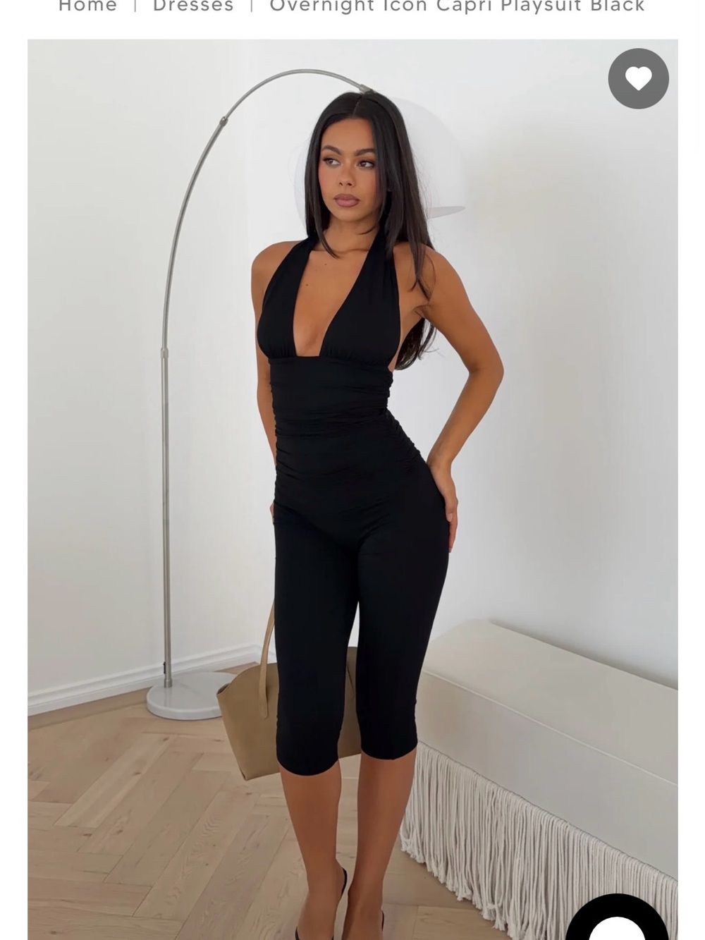 Overnight Icon Black Capri Halter Jumpsuit
